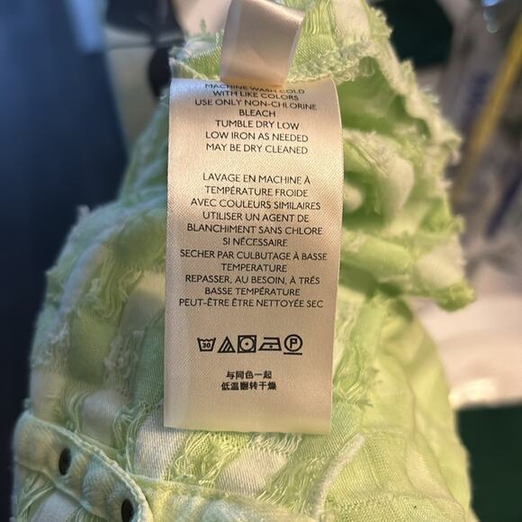 Free People Green Mock Neck Textured Button Closure Back T-Shirt S Casual Boho - Picture 10 of 10